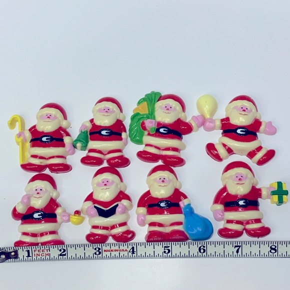 Vintage Christmas Santa Claus Plastic Fridge Magnets Lot Of 8 - Picture 12 of 14